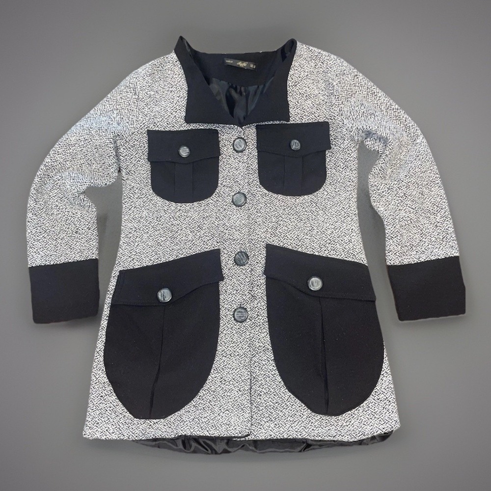 Bebe Plus Black And White Double Lined Coat - Size Medium